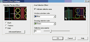 Рис. 13. Диалоговое окно Visual Effect Settings позволяет настроить все параметры новых функций выбора объектов