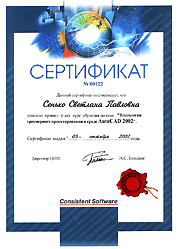 Сертификат об обучении Consistent Software