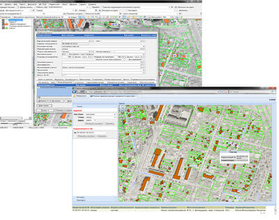 Рис. 1. Визуализация данных ИСОГД городского округа Домодедово, включая ДДЗ, в специализированном приложении UrbaniCS и в портальном приложении CS UrbanView