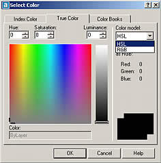 AutoCAD 2004 поддерживает полноцветный режим True Color