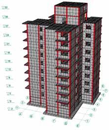 Расчетная КЭ-модель девятиэтажной блок-секции на улице Баррикад в Иркутске