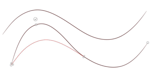 Рис. 3. Управление векторной кривой с помощью управляющих точек