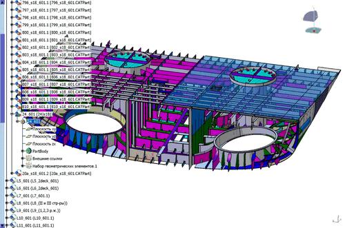 Рис. 4. 3D-модель кормовой секции морского транспортного судна