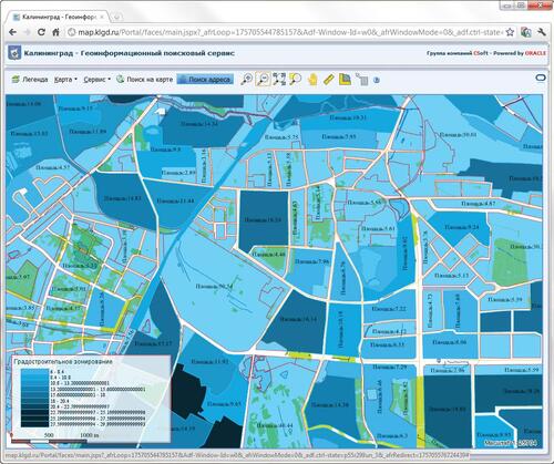 Пример тематического картографирования градостроительных зон в CS UrbanView