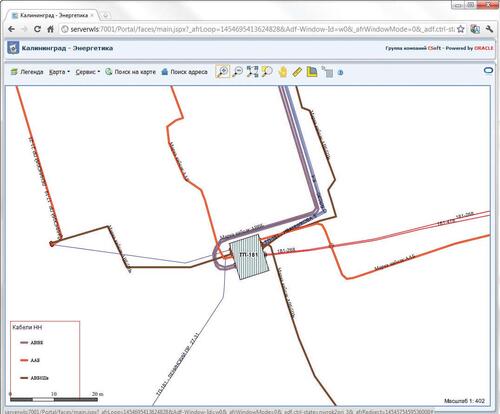 Пример тематического картографирования кабелей низкого напряжения для нужд службы кабельных сетей в CS UrbanView