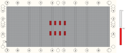 Загружение 12, нагрузки от Н14 по варианту 3 для главных балок Б3, Б4