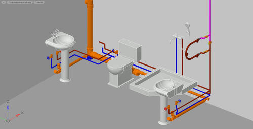 Система канализации здания АБК, выполненная в ПО MS Водоснабжение и канализация