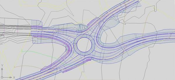 Пример сложной транспортной развязки, выполненный на основе моделирования коридоров