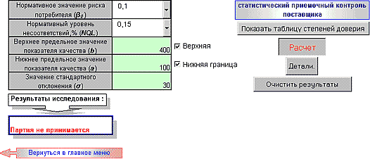 Рис. 4. Фрагмент интерфейса процедуры приемочного контроля по ГОСТ Р 50779.53-98