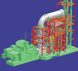 Рис. 2. Модели газовых турбин SGT&800 (Siemens) и котлов&утилизаторов (ОАО ЭнергоМашиностроительный Альянс)